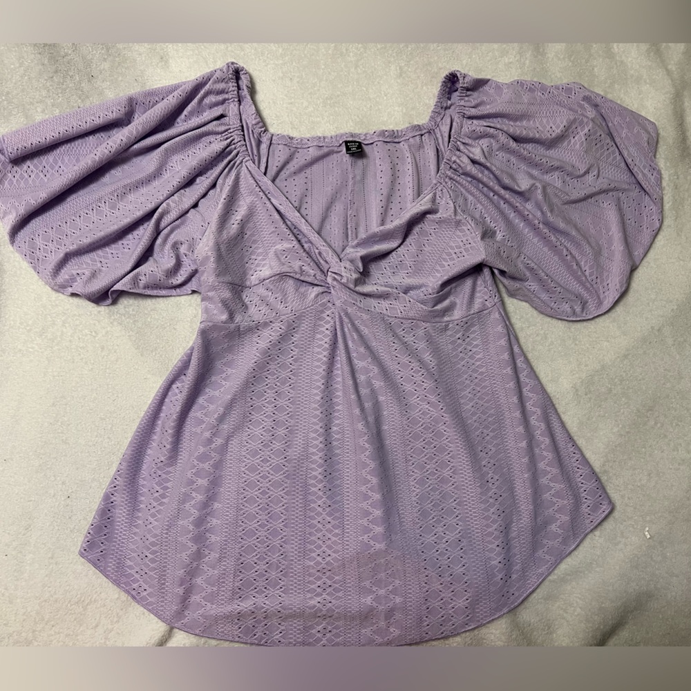 SHEIN Lavender Eyelet Top